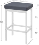 Bar Stools Set Of 2 24.8 Inch Upholstered White Gray
