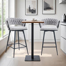 Set of 2 Swivel Bar Stools with Breathable Linen Cushions - Light Gray Seat & Black Iron Frame, Counter Height Stools for Kitchen Island, Dining or Pub
