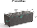 50 Inch Grey Luxurious Upholstered Storage Ottoman