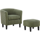 Modern Accent Chair,Upholstered Arm Chair Linen Corduroy Single Sofa Chair with Ottoman Foot Rest Comfy Armchair for Living Room Bedroom and Office,Green