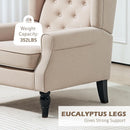 Beige Midcentury Button Tufted Wingback Upholstered Armchair