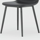 Table and chair set.A minimalist retro rectangular dining table with a specially textured top and black metal legs.Paired With 4 Mid-Century Style Upholstered Side Black PU Chairs,Spoon Shaped Chairs.
