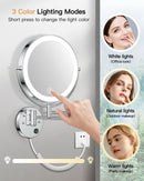 9 Inch Wall Mounted Lighted Magnifying Mirror 1X 10X LED