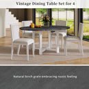 TREXM 5-Piece Extendable Dining Table Set for 4, Round Dining Table for 4 with Upholstered Chairs, Farmhouse Kitchen Table Set with Removable Leaf for Dining Room and Kitchen (Grey+White)
