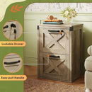 2 Drawer File Cabinet With Lock Gray Oak Farmhouse Home Office Printer Stand Fits Letter A4