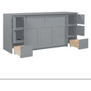 Full Size Murphy Bed with Drawers, Cabinets and USB Ports,Gray