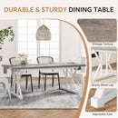 Farmhouse 6 Person Dining Table 70.8 Inch Grey Wood Table