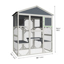 Gray Wooden Catio Outdoor Cat house Enclosure with Waterproof Top, 3 Platforms & 2 Napping House Small Pet Animal Cage