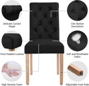 Tufted Upholstered Dining Chair Pair With Solid Wood Legs Black