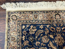 Vintage Art Silk Rug 3x4, Traditional Oriental Persian Design Rug, Belgium Power Loomed Rug, Navy Blue