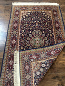 Indo Kashmiri Rug 3x5, Navy Blue, Very Fine 400 KPSI, Pair A