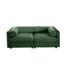 Stylish Green Chenille 2-Seater Sofa with Storage Seat and Cylindrical Backrest, Modern Fabric Loveseat