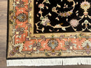 Persian Tabriz Rug 3x5 Black and Salmon Floral Fine Handmade 360 KPSI