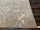 Tibetan Rug 9x12 Wool and Silk Beige Modern Handmade Carpet