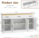 53 Inch White Buffet Cabinet With Drawers For Dining Room
