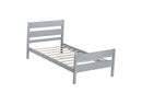 Twin Bed with Headboard and Footboard,Rubber Wood Bed,Grey