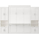 Full Size Murphy Bed with 2 Side Cabinet Storage Shelves, 61.5-inch Cabinet Bed Folding Wall Bed with Desk Combo Perfect for Guest Room, Study, Office,White(old sku:BS7013008109C)