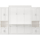 Queen Size Murphy Bed with 2 Side Cabinet Storage Shelves, 68-inch Cabinet Bed Folding Wall Bed with Desk Combo Perfect for Guest Room, Study, Office,White(old sku:BS7013008104C)