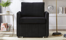 Upholstered Convertible Sleeper Sofa with 5-Position Backrest, Side Pockets, Storage, Black Chenille, 31.5'