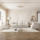 Modular Chenille Sectional Couch 3 Piece Living Room Sofa Set with Upholstered 3 Seater Sofa & 2 Armchairs in Beige