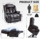 Dual Motor Infinite Position Up to 350 LBS Leatherair Power Lift Recliner Chair, Heavy Duty Motion Mechanism with 8-Point Vibration Massage and Lumbar Heating, Stainless steel Cup Holders, Brown