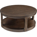 40inch Large Curved 2 Tier Traditional Round Circle Wooden Center Coffee Table,Mid Century Rounded Table with Wheels ,Table for living Room,Office,Apartment,Brown