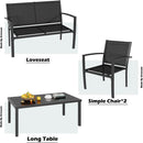 4 Piece Black Patio Furniture Set Outdoor Lounge Chairs