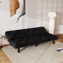 Sofa-to-Bed Evolution: 66' Black Velvet Sofa Bed Transforms Seamlessly, Ideal for Family Living Rooms, Apartments, and Bedrooms