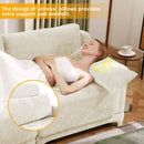 Elegant Four-Seater Sofa with Movable Ottoman and Lumbar Pillow, Beige Chenille Fabric, Solid Wood Frame, Ergonomic Design
