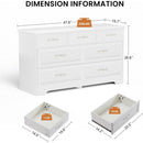 Modern 3 Drawer Bedroom Chest of Drawers with 7 Drawers Dresser, Clothes Organizer -Metal Pulls for Living Room, Bedroom, Hallway, White, 47.6" x 15.7" x 26.6"