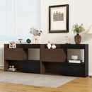 Set of 2, 32.5''-58.8'' Extendable & Rotating Cabinet with 1 Drawer, 90-Degree Corner Cabinet, Multifuctional Storage Combination Cabinet for Living Room, Hallway, Entryway, Black & Walnut