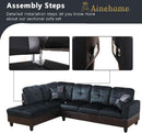Two Piece L Shape Sectional Sofa Set In Midnight Blue Microfiber With Chaise Left Hand Facing