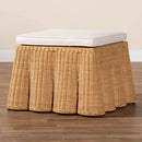 Honey Bohemian Scallop Rattan Ottoman Plush Cushion
