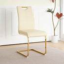 Modern Light Yellow PU dining chair Living room chair Upholstered chair, gold metal chair leg design, kitchen, living room, bedroom, dining room side chair (Set of 4)