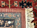 Indo Persian Heriz Serapi Rug 6x8, Rust Red and Navy Blue, Allover Pattern