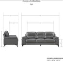 Top Grain Leather Two Piece Living Room Sofa Set Dark Gray