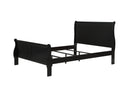Louis Phillipe Black Finish King Size Panel Sleigh Bed Solid Wood Wooden Bedroom Furniture