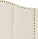 Elegant Upholstered King Size Headboard with Nailhead Trim