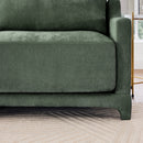 Elegant Green Chenille Two-Seater Sofa with Ottoman & Lumbar Pillows, Ergonomic Design, Easy Install