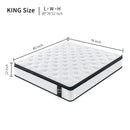 King Size 12 Inch Medium Plush Individual Pocket Spring  CertiPUR -US   Memory Foam Hybrid Mattress