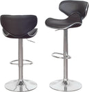 Two Brown Airlift Swivel Barstools With Chrome Base Adjustable Height 360 Degree Rotation