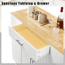 53 inch Large Kitchen Island with Trash Can Storage Cabinet, Islands Table with Drawer  and Adjustable Shelves, Breakfast Bar Cabinet for 13 Gallon Garbage Bin, White & Oak