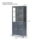 Modern Style 76.75'' Tall Steel Display Cabinet with Double Glass Doors, LED Lights, 3-Sided Glass for Collectibles - Dark Blue
