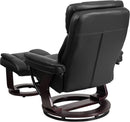 Leathersoft Upholstered Recliner With Ottoman Black