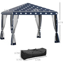 10' x 10' Pop Up Canopy Tent with Netting, Instant Gazebo, Ez up Screen House Room with Carry Bag, Height Adjustable, for Outdoor, Garden, Patio, American Flag