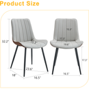 Extended Seat Cushion PU Dining Chair Set - Four Pieces.Smooth line design,Integral metal leg structure,Can integrate well into various modern home decoration styles.Gray and Brown Splicing Colors.