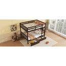 full Over full Rubber Wood Bunk Bed with 2 Drawers, Convertible into 2 full Beds, full Size Bunk Bed with Ladder and Safety Guardrails ,Espresso