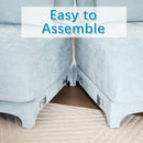 Elegant Two-Seater Sofa with Ottoman and Lumbar Pillows, Sky Blue Chenille, High-Quality Wood