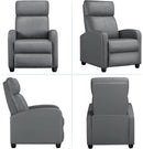 Gray PU Leather Recliner Chair With Lumbar Support