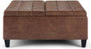 Distressed Umber 36 Inch Storage Ottoman Vegan Faux Leather